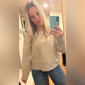 Sophie Rue Cream Beige Crew Neck Sweater